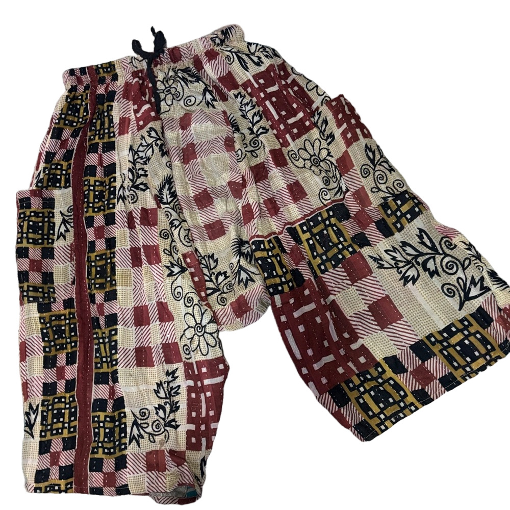 Kantha Cropped Harem Pants One Size Pants - Picture 1 of 5